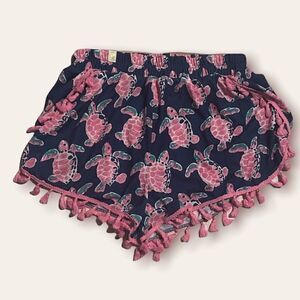 Simply Southern | Elastic Waist Turtle Print Shorts w/ Fringe Women's Size S/M